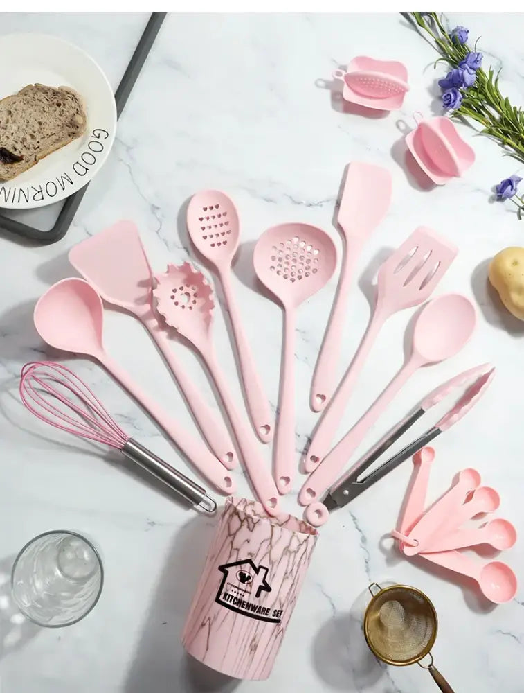 DecorBites™ 18Pcs Silicone Kitchen Utensils Turner Spatula Measuring Spoon Cooking Tool Set