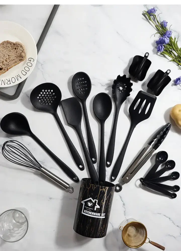 DecorBites™ 18Pcs Silicone Kitchen Utensils Turner Spatula Measuring Spoon Cooking Tool Set