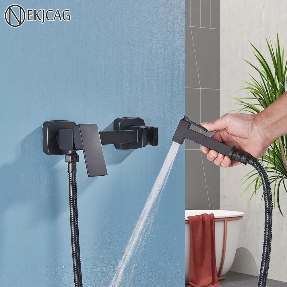 DecorBites™ Brass Bidet Sprayer Faucet Set - Hot Cold Mixer, Wall Mounted Toilet Shattaf