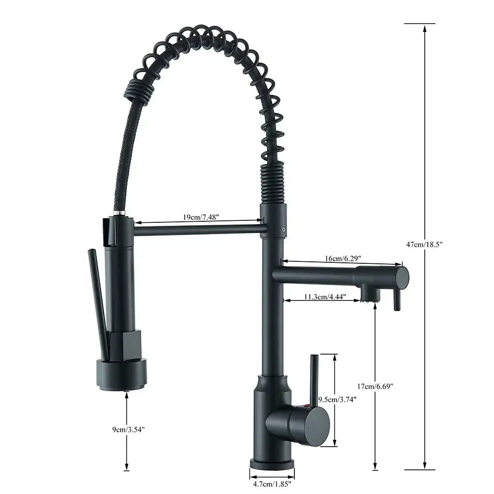 DecorBites™ Brass Kitchen Sink Faucet: Pull Down Dual Spout, 360 Rotation, Hot/Cold Mixer, 2 Modes