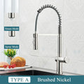 Matte black kitchen sink faucet with pull down spring sprayer