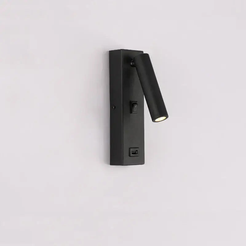 Matte black led wall light switch with usb port – bedroom sconce