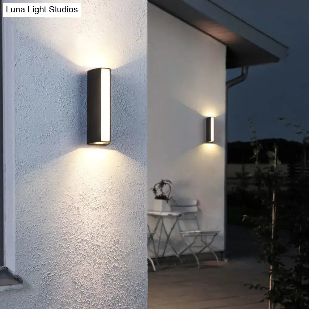 Matte black rectangle outdoor wall light dual directional led sconce