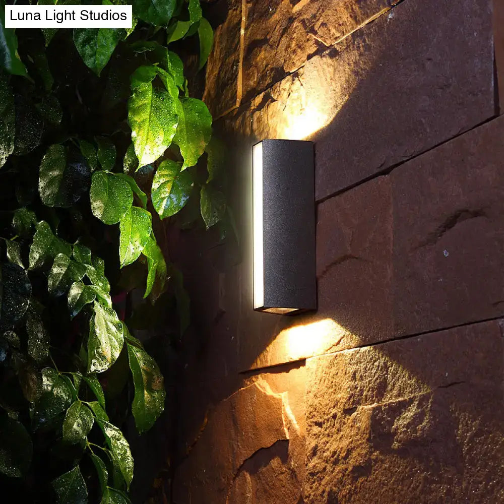 Matte black rectangle outdoor wall light dual directional led sconce