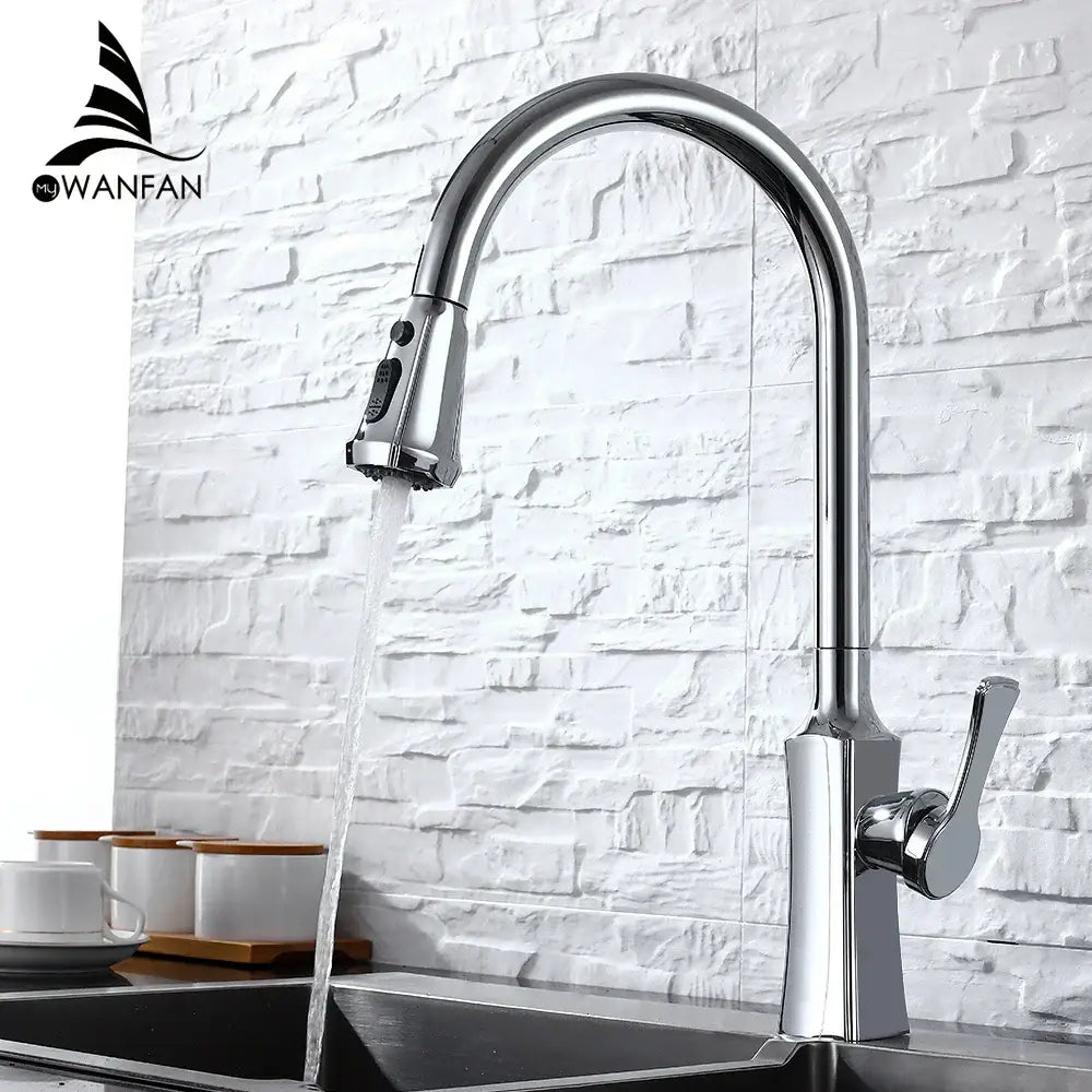Matte black single handle pull down kitchen faucet swivel tap