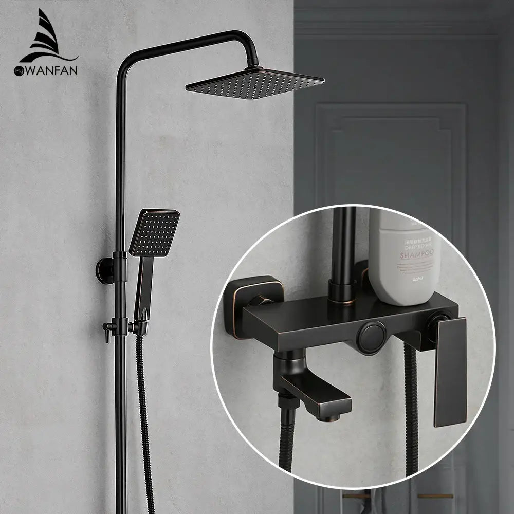 DecorBites™ Brass Chrome Round Tube Shower Faucet with Slide Bar and Single Handle