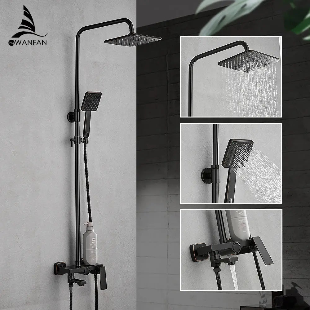 DecorBites™ Brass Chrome Round Tube Shower Faucet with Slide Bar and Single Handle