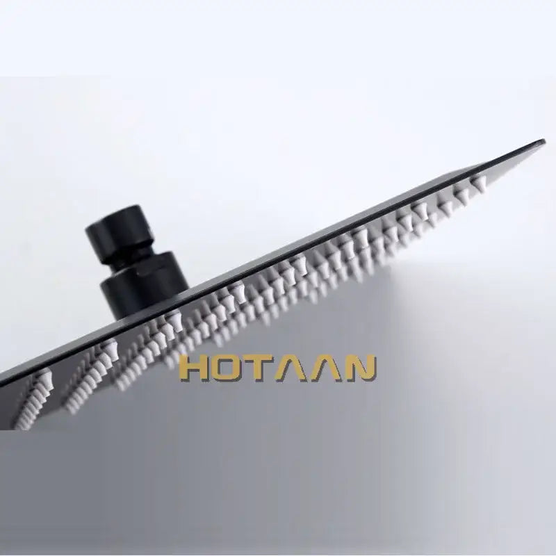 Matte black square rain shower head with 40cm arm bathroom fixture
