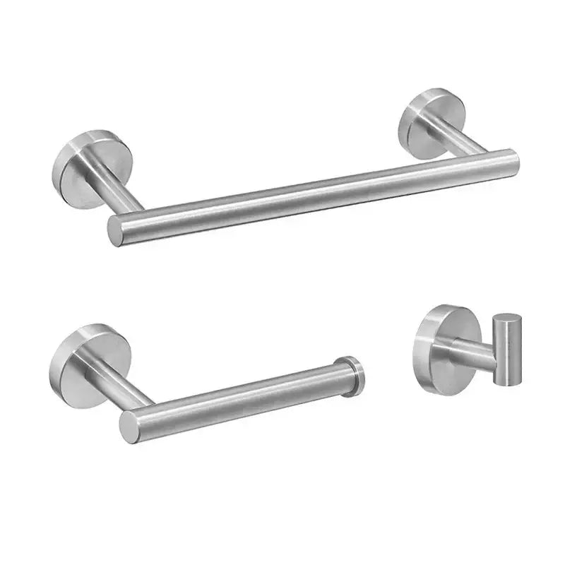 DecorBites™ Black Stainless Steel Bathroom Set: Robe Hook, Towel Rail, Shelf, Tissue Holder