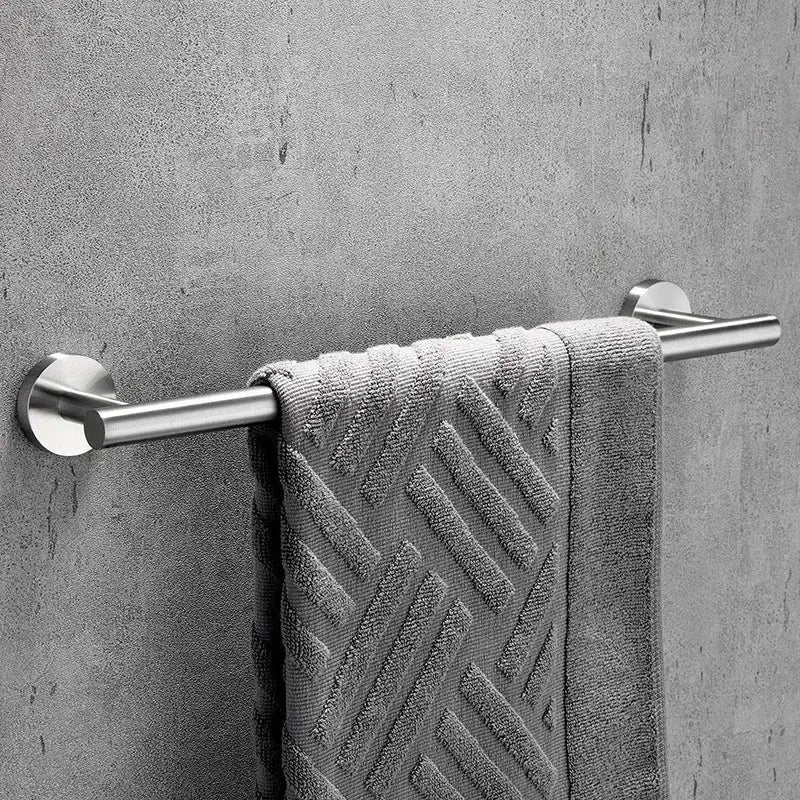 DecorBites™ Black Stainless Steel Bathroom Set: Robe Hook, Towel Rail, Shelf, Tissue Holder