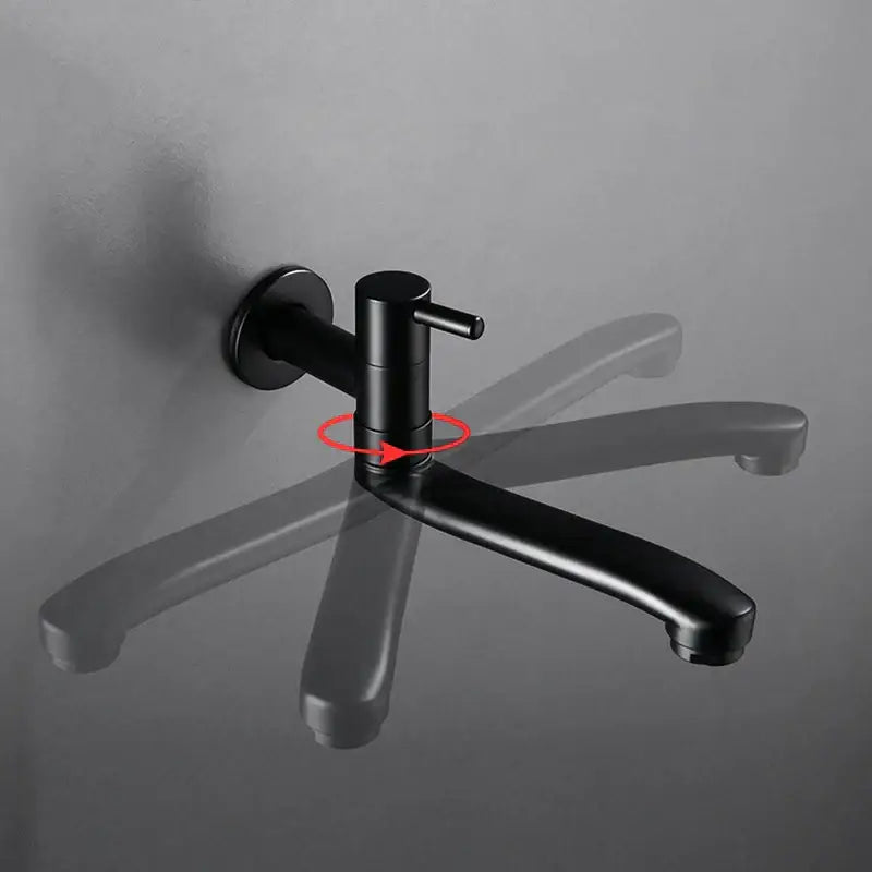DecorBites™ Black Stainless Steel Swivel Kitchen Faucet 360 Degree Rotation Wall Mounted