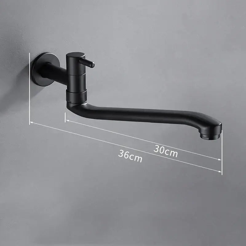 DecorBites™ Black Stainless Steel Swivel Kitchen Faucet 360 Degree Rotation Wall Mounted