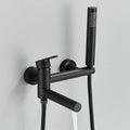 Matte black wall mount tub shower system with handheld spray bathroom
