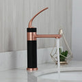 DecorBites™ LED Waterfall Basin Faucet White & Black Mixer Tap Deck Mount Solid Brass