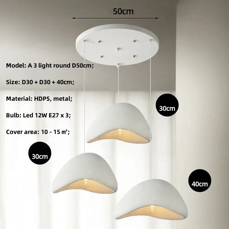 Matte gray led wabi sabi chandelier dining room pendant light