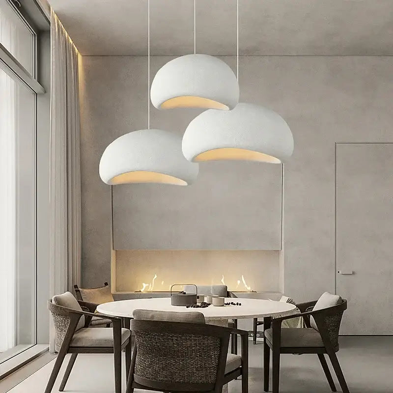 Matte gray led wabi sabi chandelier dining room pendant light