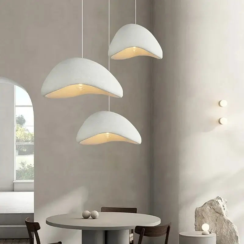 Matte gray led wabi sabi chandelier dining room pendant light