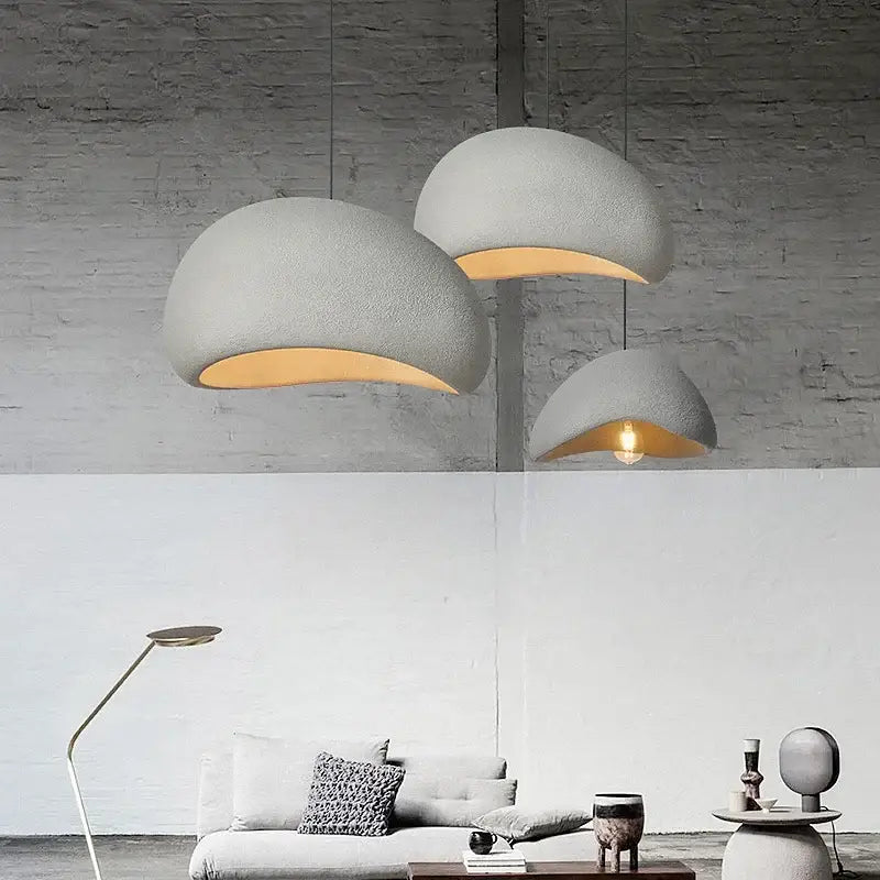 Matte gray led wabi sabi chandelier dining room pendant light