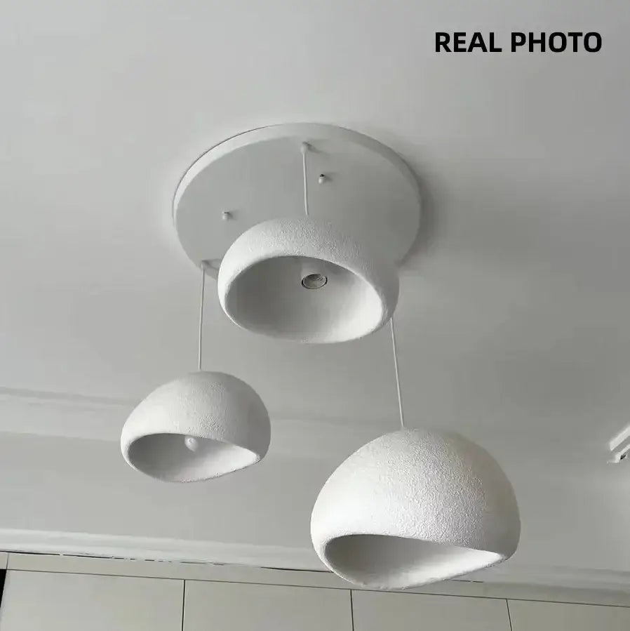 Matte gray led wabi sabi chandelier dining room pendant light