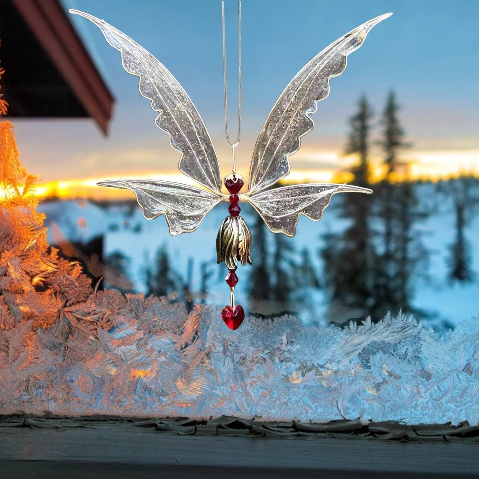 Memorial Butterfly Wind Chimes Angel  Wings Flying Bird Wind Chimes Garden Art Wings Wind Chime Patio Hummingbird Wind Chime Garden Hanging Decoration Outdoor Large Chimes For Patio  Porch Yard Black