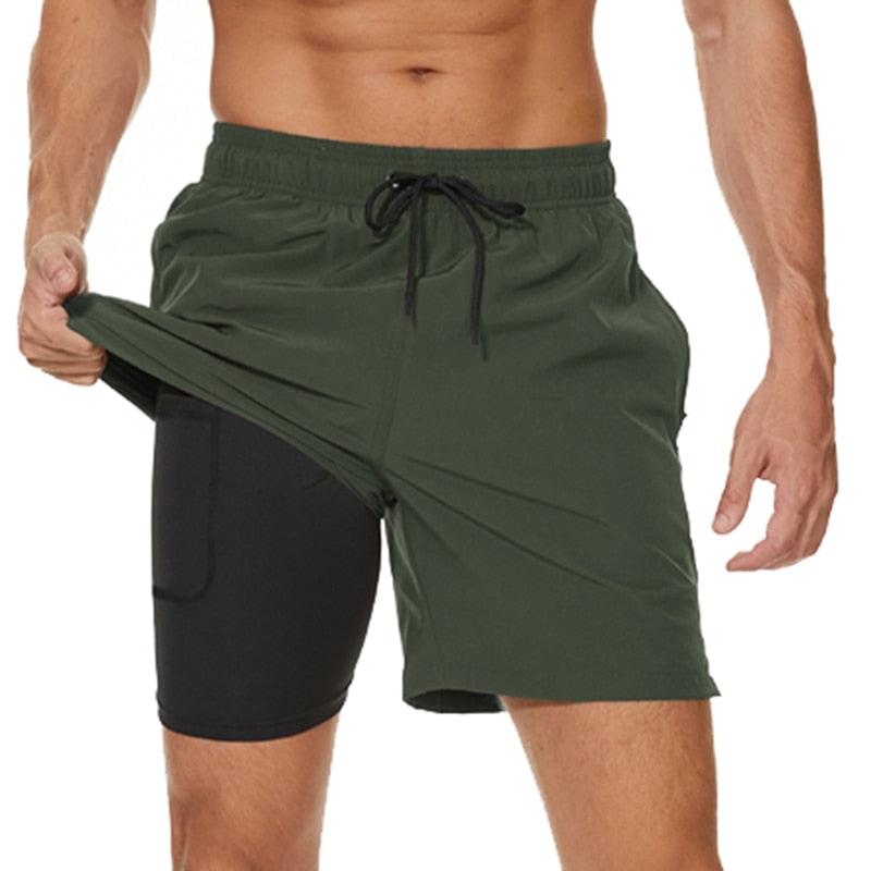 Men's Swimming Trunks with Compression Liner 2 in 1 Quick-Dry Gym Sports Shorts Swim Shorts with Pockets  Beach Swimming Trunks Quick Dry Swim Shorts with Pockets