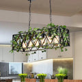 Industrial antique black metal island pendant with ivy kitchen light