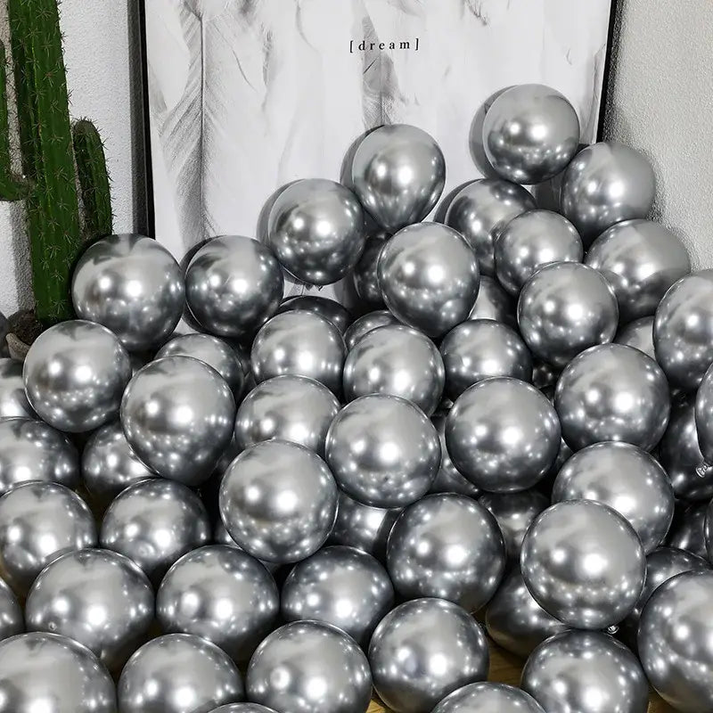 5" Chrome Golden Balloons for Wedding Party Decor by DecorBites™ - Pack of 10