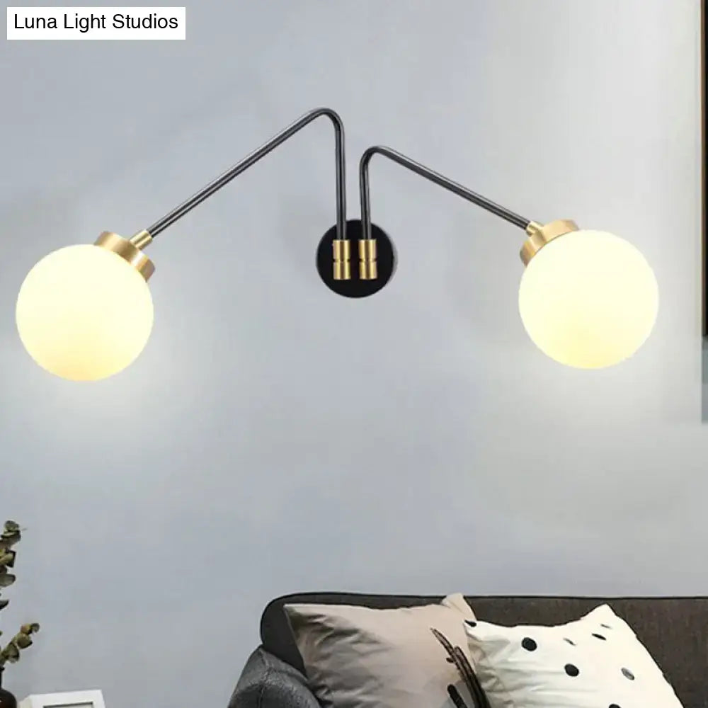 DecorBites™ Mid Century Modern Opal Glass Wall Sconce with Brass Finish - 1/2 Lights Global Wall Mount