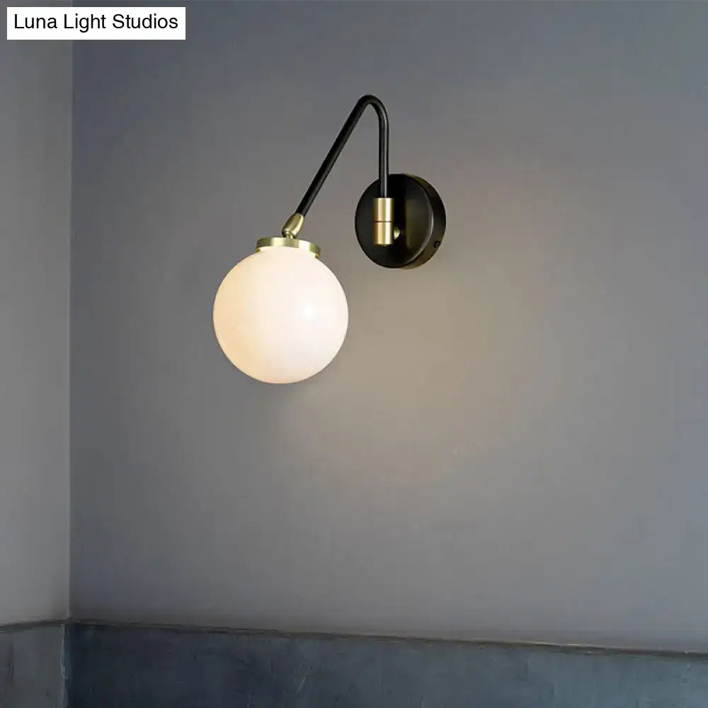 DecorBites™ Mid Century Modern Opal Glass Wall Sconce with Brass Finish - 1/2 Lights Global Wall Mount