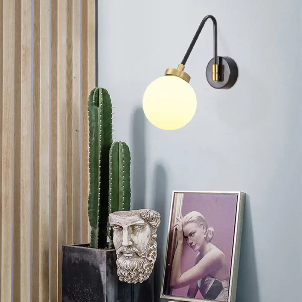 DecorBites™ Mid Century Modern Opal Glass Wall Sconce with Brass Finish - 1/2 Lights Global Wall Mount