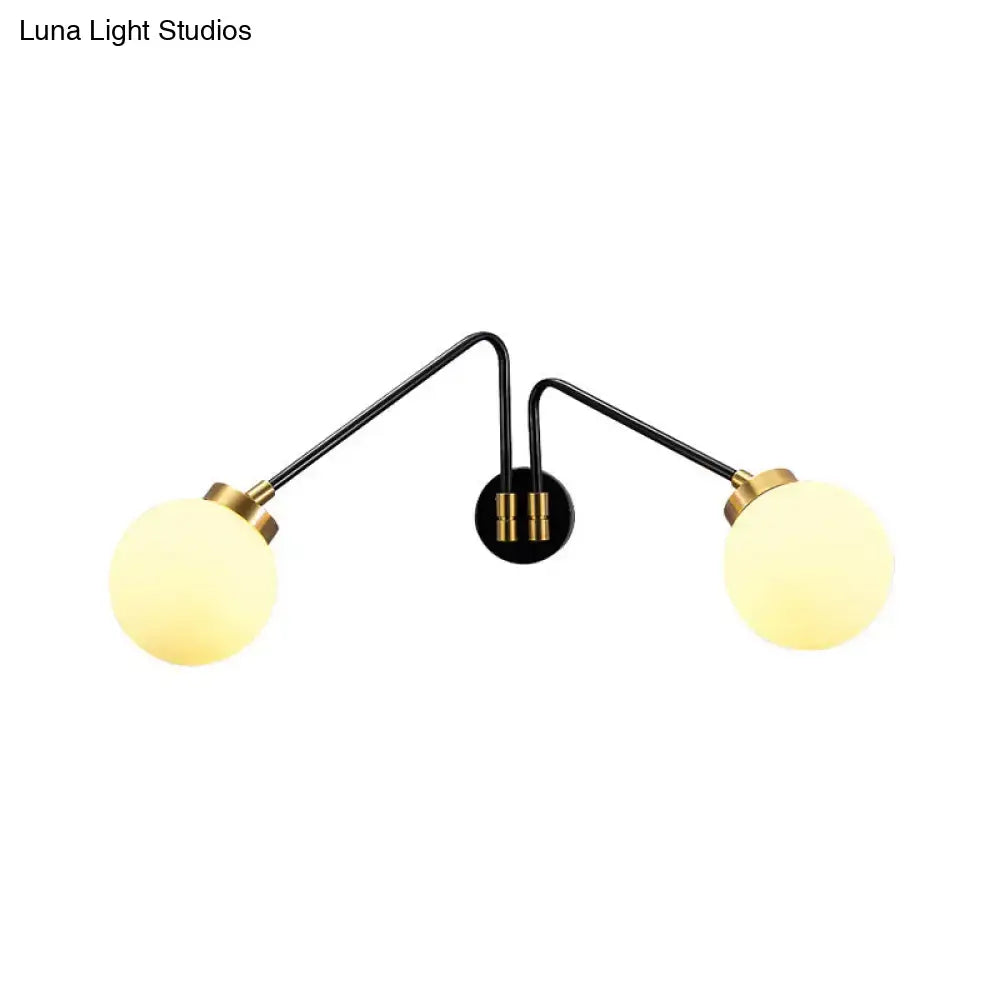 DecorBites™ Mid Century Modern Opal Glass Wall Sconce with Brass Finish - 1/2 Lights Global Wall Mount