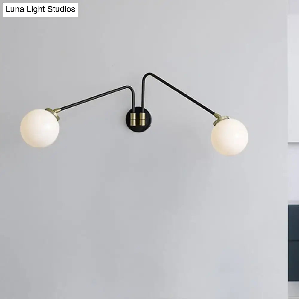 DecorBites™ Mid Century Modern Opal Glass Wall Sconce with Brass Finish - 1/2 Lights Global Wall Mount