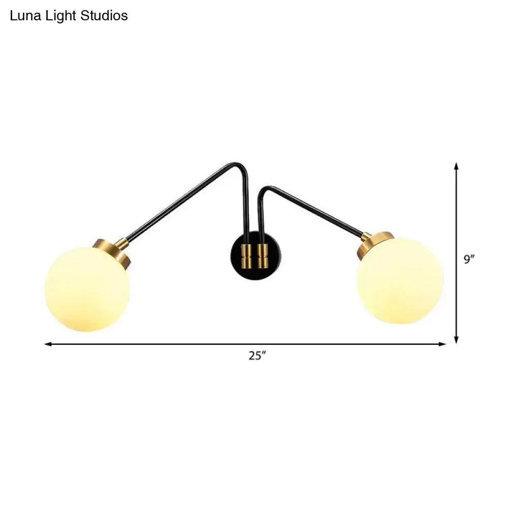 DecorBites™ Mid Century Modern Opal Glass Wall Sconce with Brass Finish - 1/2 Lights Global Wall Mount