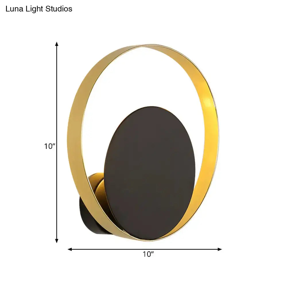 Mid century black & gold circle sconce – bedroom wall light