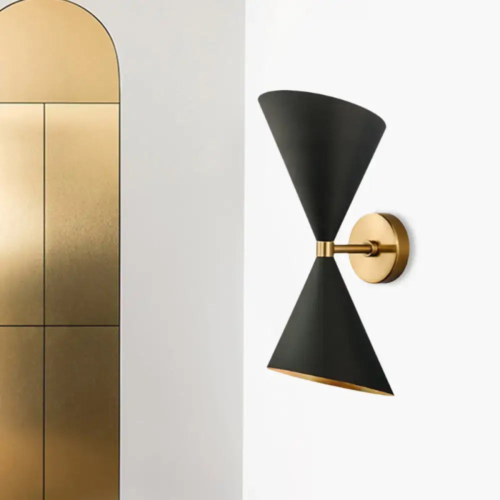Mid-century black & gold metal wall lamp living room sconce