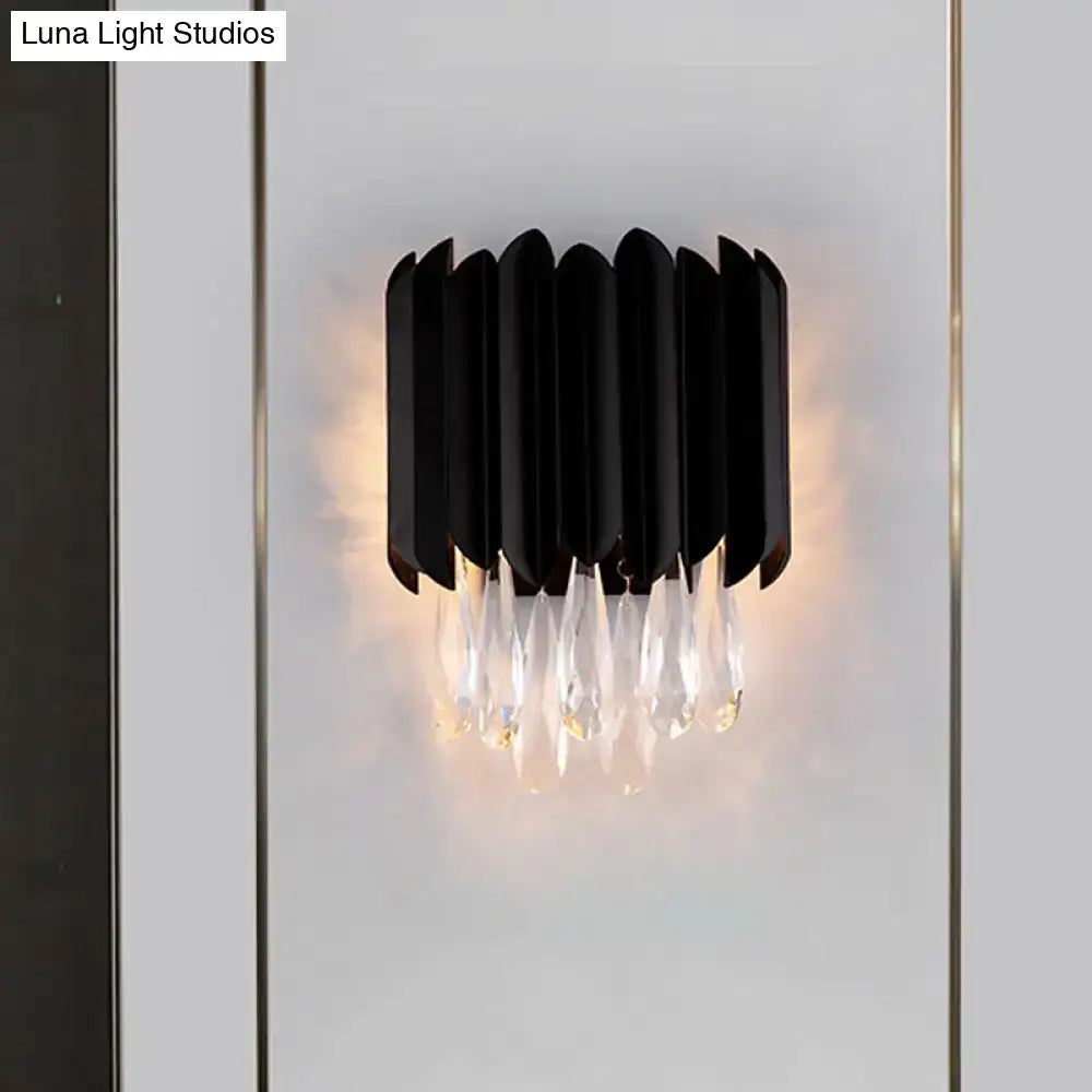 Mid century black metal crystal wall sconce bedroom e12 light bulb