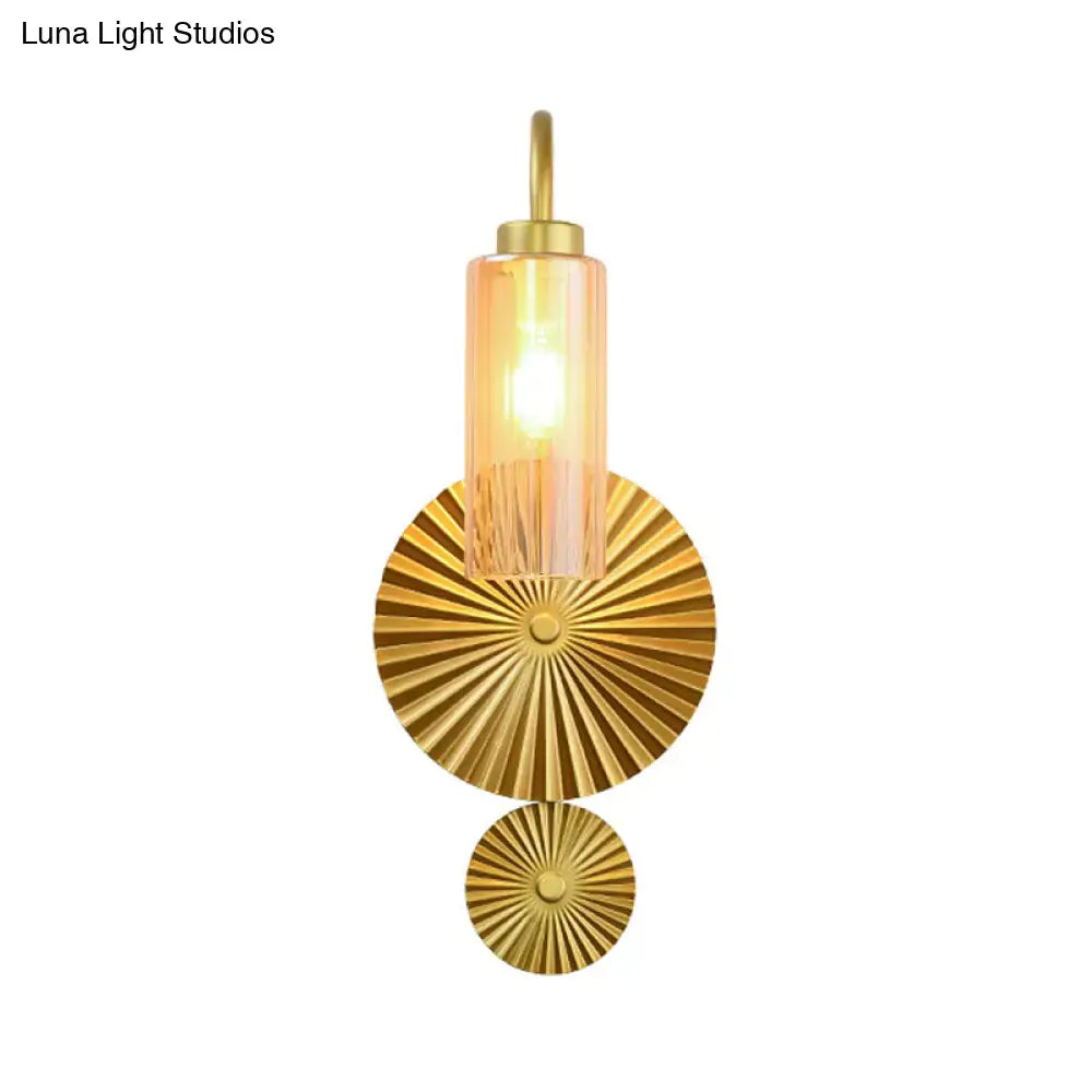 Mid century brass gooseneck wall lamp – bedroom sunburst sconce