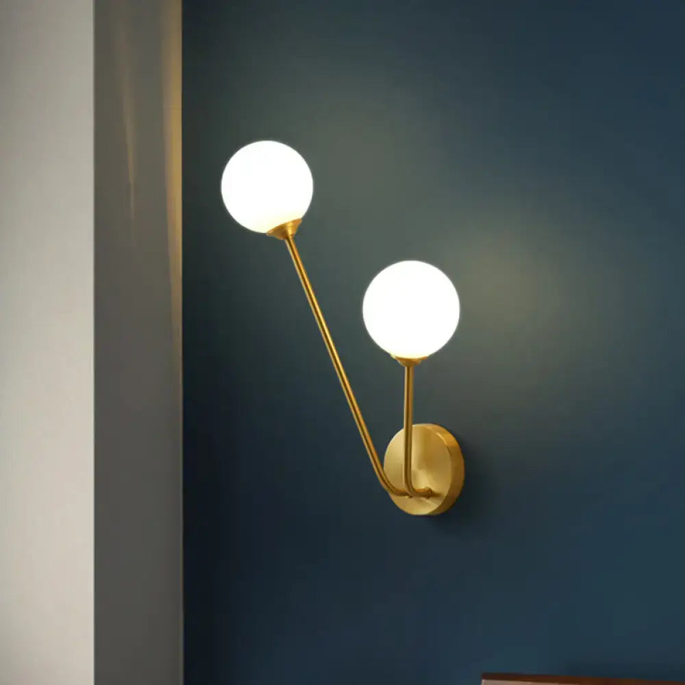 Mid century brass opaline glass wall light – living room sconce