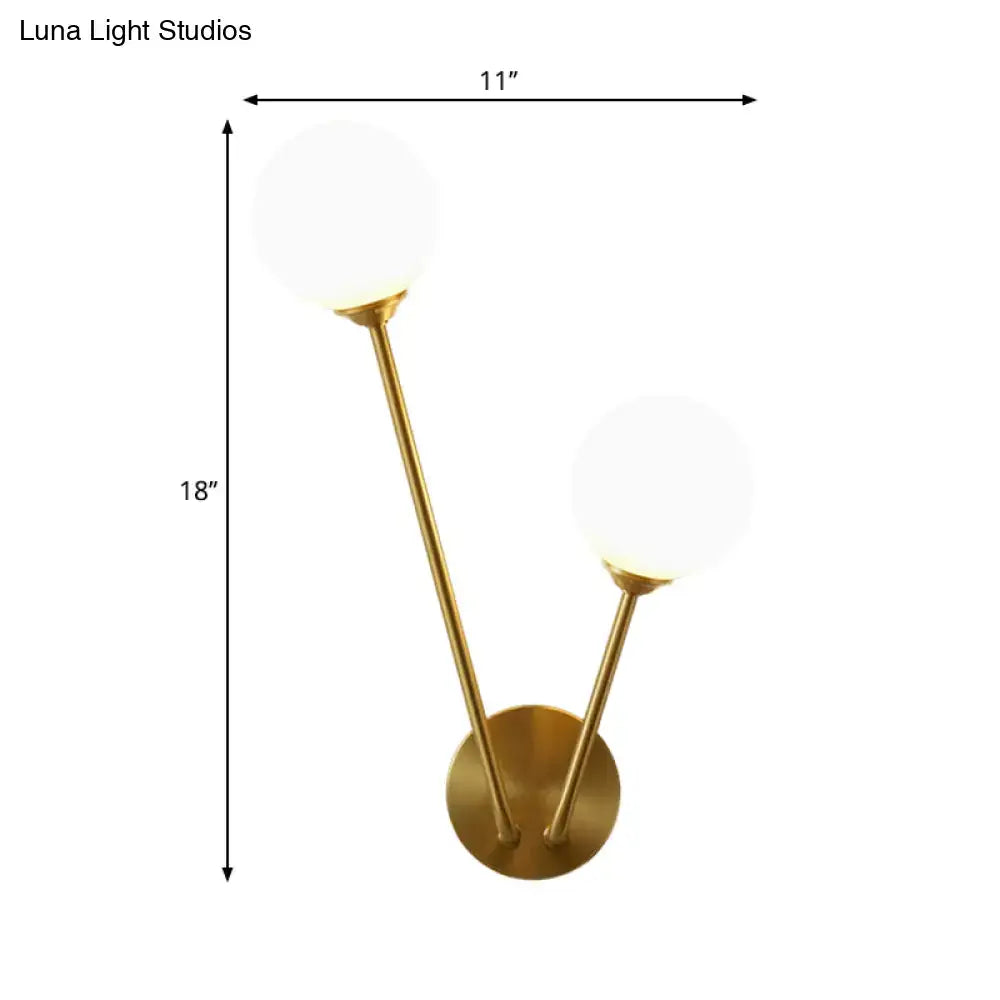 Mid century brass opaline glass wall light – living room sconce