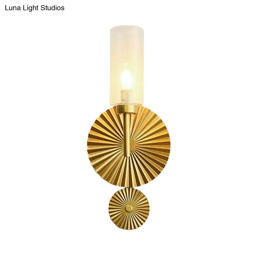 Mid century brass scalloped backplate wall sconce bedroom amber glass