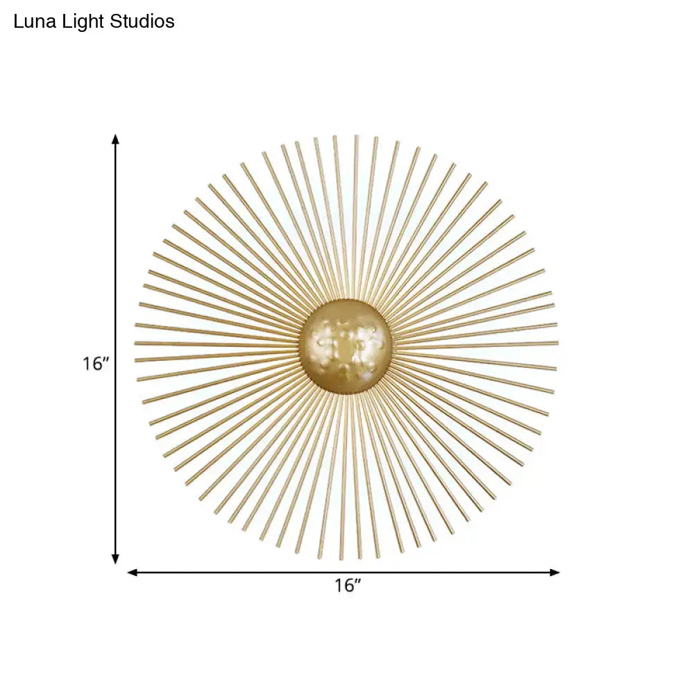 Mid century brass sunburst sconce light living room wall fixture