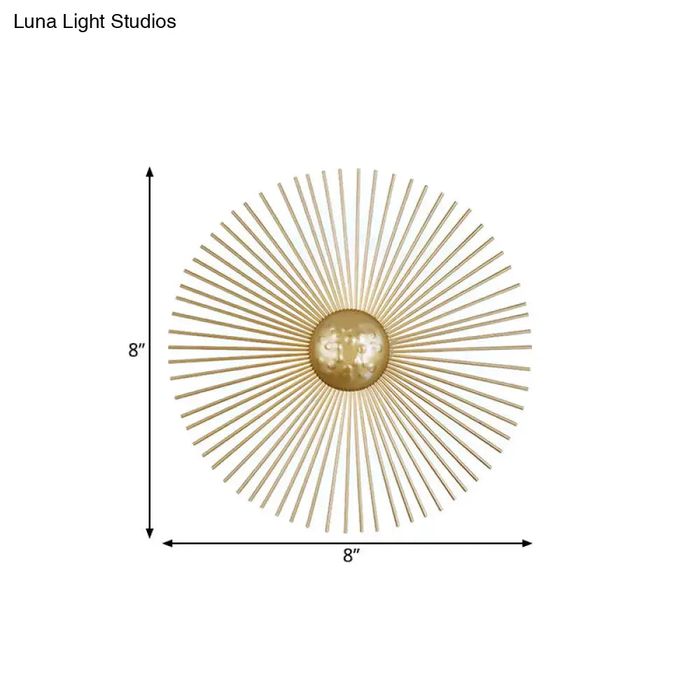 Mid century brass sunburst sconce light living room wall fixture
