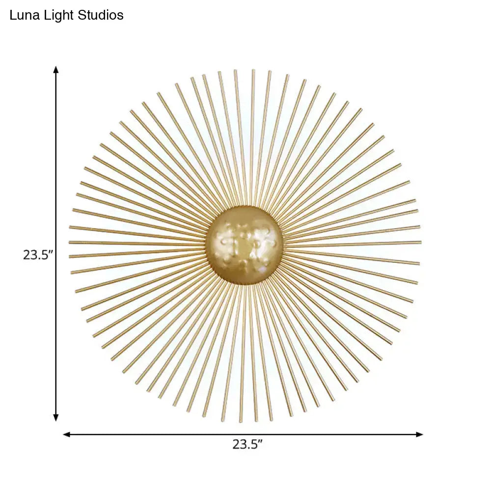 Mid century brass sunburst sconce light living room wall fixture
