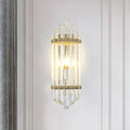 Mid century gold crystal pipe flush wall sconce for living room
