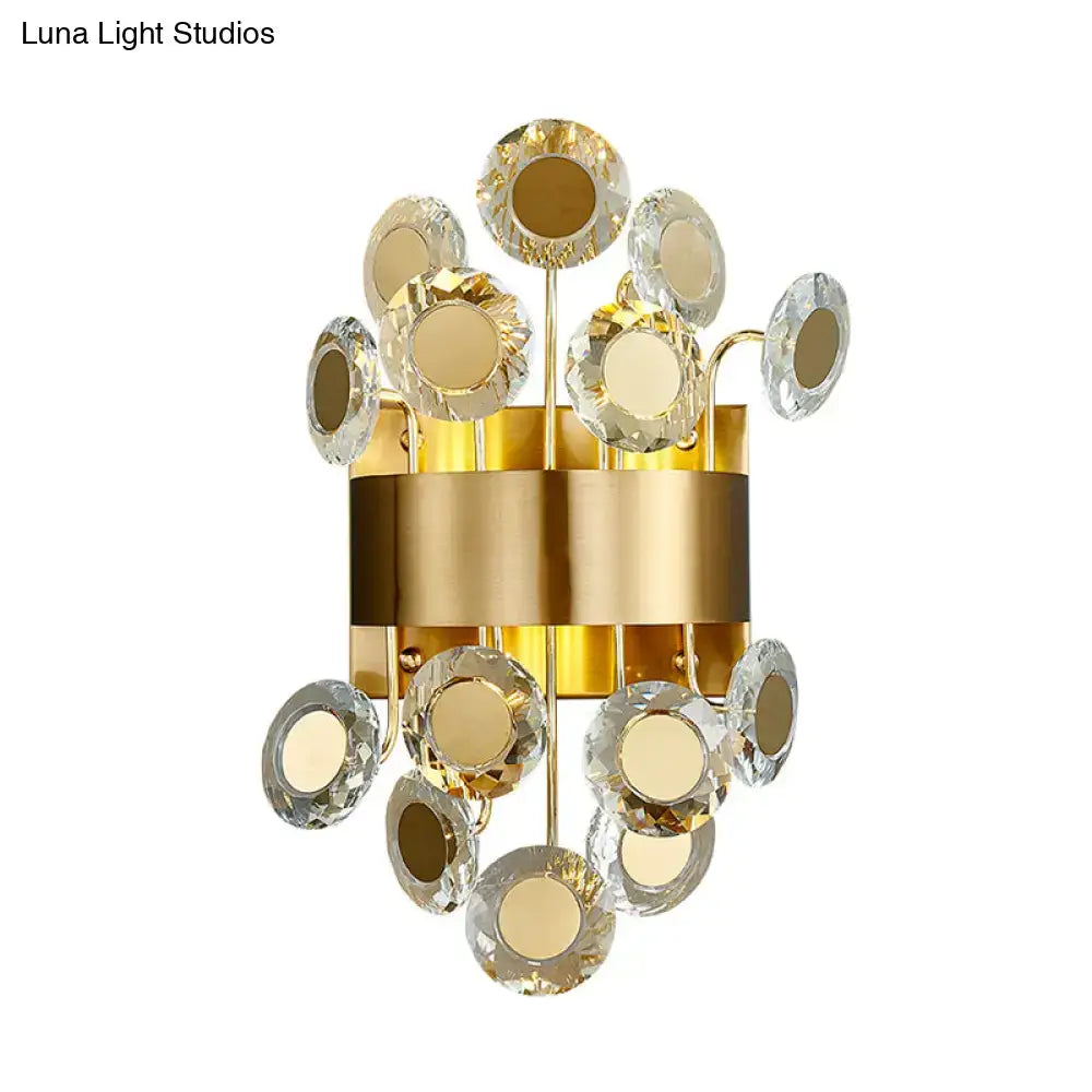 Mid century gold crystal wall light integrated led living room