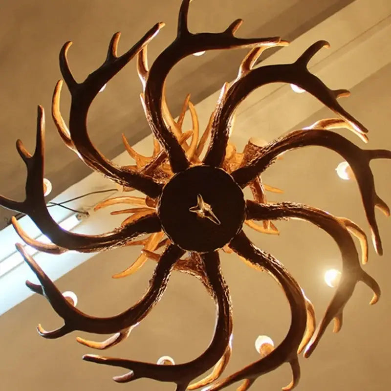 Mid century modern golden antler chandelier dining room light