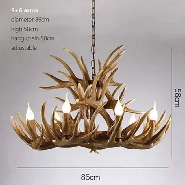 Mid century modern golden antler chandelier dining room light
