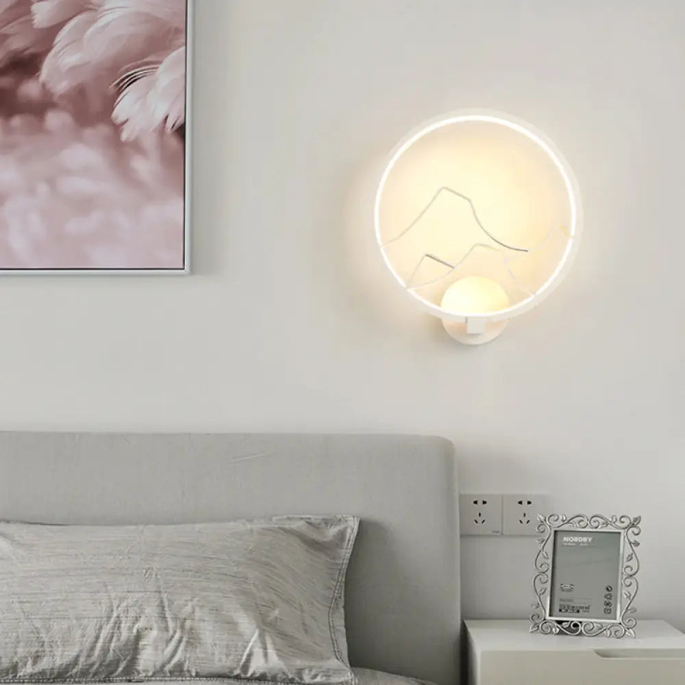 DecorBites™ Minimalist Acrylic Ring Wall Lamp with LED, White/Black Mountain Shade