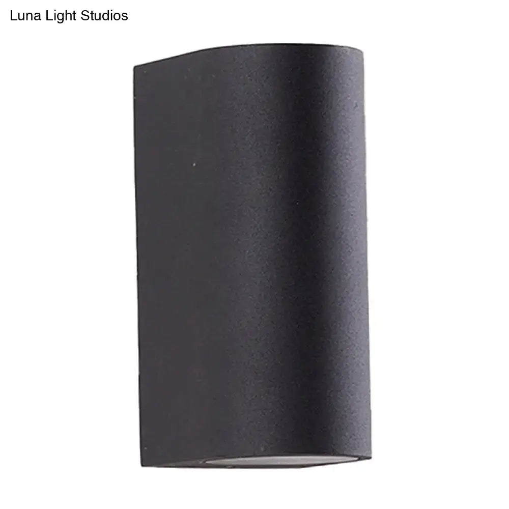 DecorBites™ Black Aluminum LED Outdoor Cylinder Wall Light - Minimalist Flush Wall Sconce