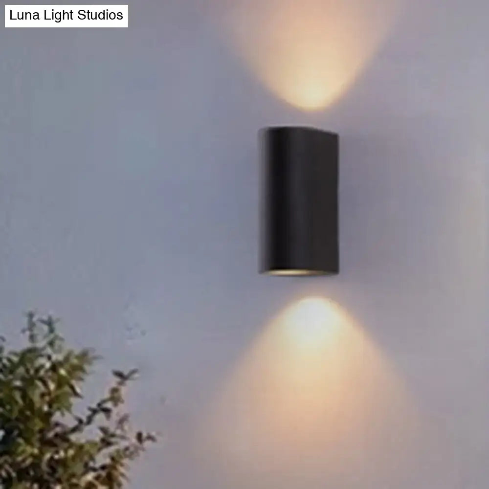 DecorBites™ Black Aluminum LED Outdoor Cylinder Wall Light - Minimalist Flush Wall Sconce